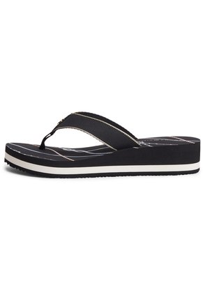 Sandalias Negro De Cuña Con Insignia Tommy Hilfiger