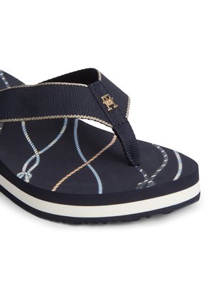 Sandalias Azul Marino De Cuña Con Insignia Tommy Hilfiger