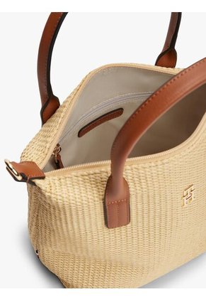 Bolso Beige Tote De Rafia Con Correa Cruzada Tommy Hilfiger
