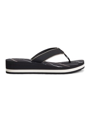 Sandalias Negro De Cuña Con Insignia Tommy Hilfiger