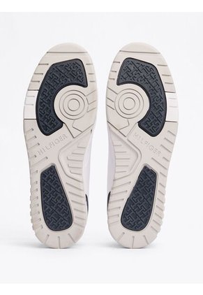 Tenis Blanco De Cuero Con Mezcla De Texturas Tommy Hilfiger