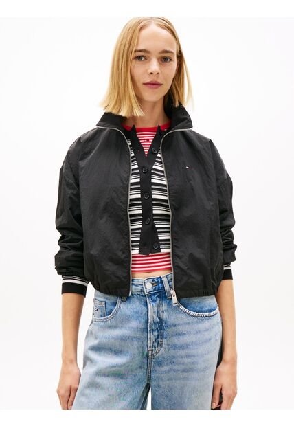 Chaqueta Negra Con Cremallera Y Cordón Lateral Tommy Jeans