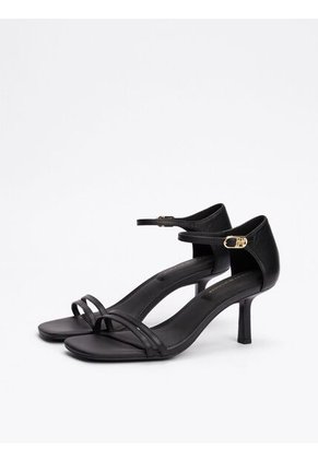 Sandalias Negro De Tacón Kitten Con Monograma TH Tommy Hilfiger