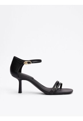 Sandalias Negro De Tacón Kitten Con Monograma TH Tommy Hilfiger