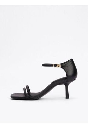 Sandalias Negro De Tacón Kitten Con Monograma TH Tommy Hilfiger