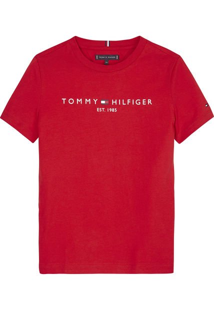 Camiseta Roja Essential De Algodón Orgánico Para Niño Tommy Hilfiger