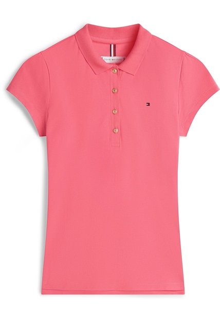 Polo Rosado Con Piqué De Corte Slim Tommy Hilfiger