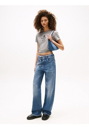 Camiseta Gris De Corte Regular Tommy Girl Tommy Jeans