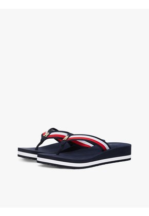 Sandalias Azul Marino De Cuña Con Tiras Distintivas Tommy Hilfiger