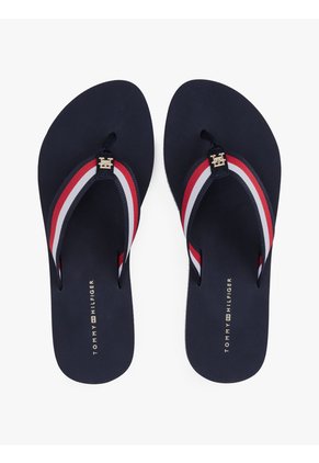 Sandalias Azul Marino De Cuña Con Tiras Distintivas Tommy Hilfiger