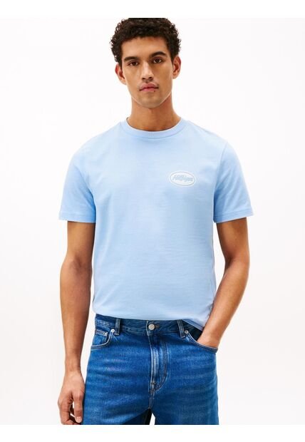 Camiseta Celeste De Corte Amplio Con Gráfico Trasero Tommy Hilfiger