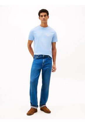 Camiseta Celeste De Corte Amplio Con Gráfico Trasero Tommy Hilfiger