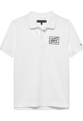 Polo Blanco Para Niño Varsity Con Logo Gráfico Tommy Hilfiger