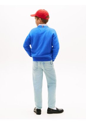 Saco Azul De Cuello Redondo Con Logo Tommy Hilfiger