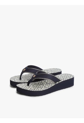 Sandalias Azul Marino Con Cuña Y Monograma TH Tommy Hilfiger