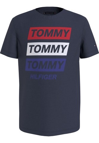 Camiseta Azul Para Niño Con Logo Gráfico Estampado En El Pecho Tommy Hilfiger Tommy Hilfiger