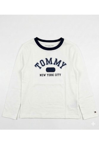 Camiseta Blanca Para Niño Manga Larga Con Logo Tommy Hilfiger Tommy Hilfiger