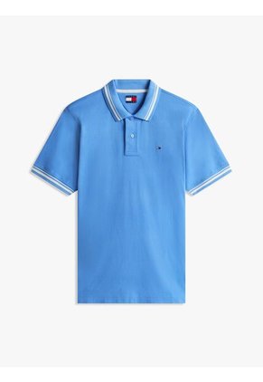 Polo Celeste De Corte Regular Ribeteado Con Logo Tommy Jeans