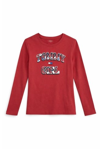 Camiseta Rosada Para Niña Manga Larga Con Logo  Tommy Hilfiger Tommy Hilfiger