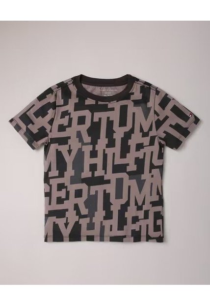 Camiseta Negra Para Niño Con Diseño De Estampado TH Tommy Hilfiger