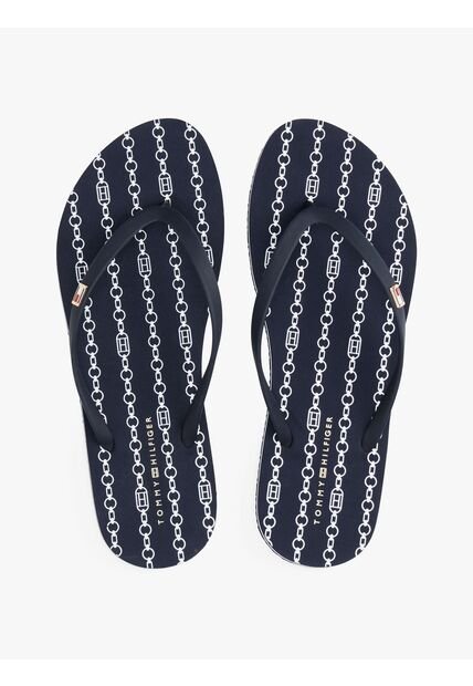 Sandalias Azul Con Logo Esmaltado Tommy Hilfiger