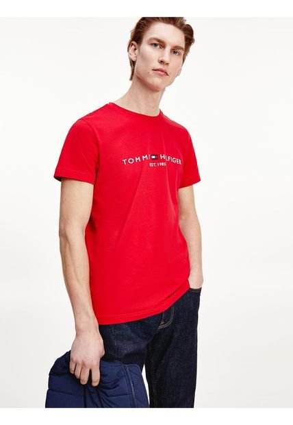 Camiseta De Algodón Orgánico Con Logo Tommy Hilfiger