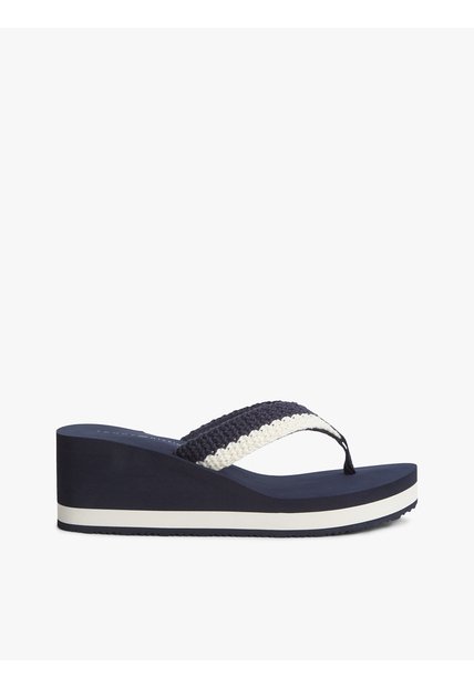 Sandalias Azul Marino Con Cuña Y Tiras Trenzadas Tommy Hilfiger