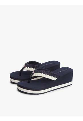Sandalias Azul Marino Con Cuña Y Tiras Trenzadas Tommy Hilfiger