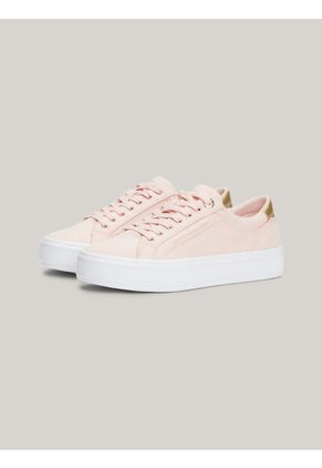 Tenis Rosa De Lona Con Talón Metalizado Tommy Hilfiger