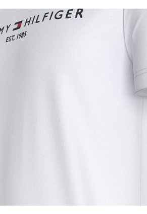 Camiseta Blanca Con Logo Bordado En El Pecho Tommy Hilfiger