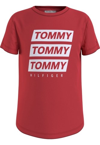 Camiseta Roja Para Niña Con Logo Estampado Gráfico En El Pecho Tommy Hilfiger Tommy Hilfiger