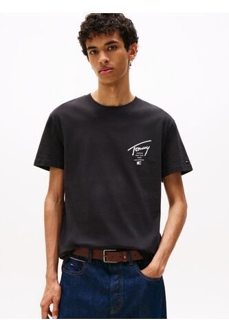 Camiseta Negra Signature De Punto Con Logo Trasero Tommy Jeans Tommy Hilfiger