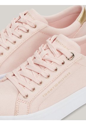 Tenis Rosa De Lona Con Talón Metalizado Tommy Hilfiger