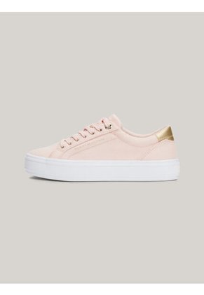 Tenis Rosa De Lona Con Talón Metalizado Tommy Hilfiger