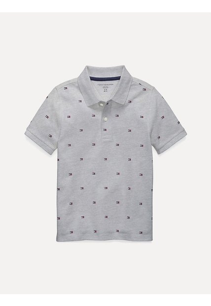 Polo Gris Para Niño Larry Con Estampado De Banderas TH Tommy Hilfiger