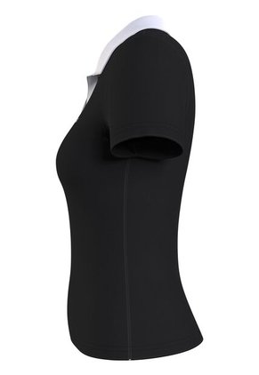 Polo Negro Con Cuello En V Y Detalles Contrastantes. Tommy Jeans