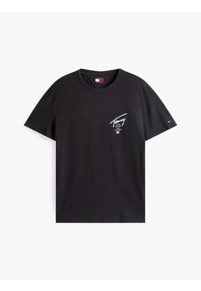 Camiseta Negra Signature De Punto Con Logo Trasero Tommy Jeans