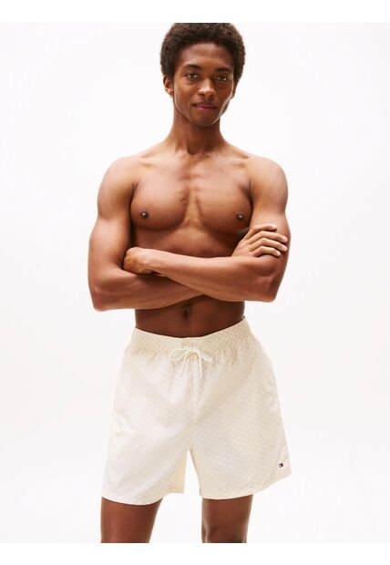 Traje Beige De Baño Corto De Medio Largo Con Estampado Tommy Hilfiger