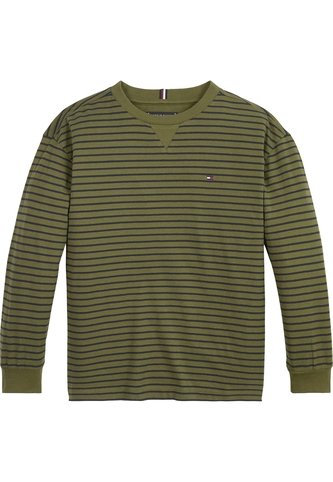 Camiseta Verde Para Niño Manga Larga Essential De Rayas Tommy Hilfiger Tommy Hilfiger
