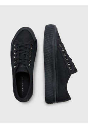 Tenis Negro De Cordones Con Plataforma Tommy Hilfiger