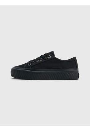 Tenis Negro De Cordones Con Plataforma Tommy Hilfiger