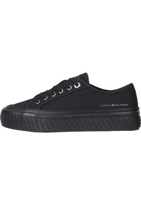Tenis Negro De Cordones Con Plataforma Tommy Hilfiger