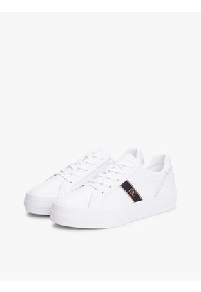 Tenis Blanco De Cuero Con Monograma TH Tommy Hilfiger