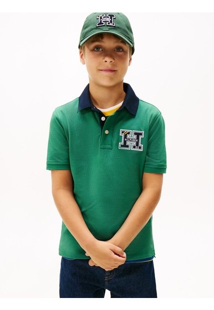 Polo Verde Para Niño Manga Corta Con Logo Gráfico Tommy Hilfiger