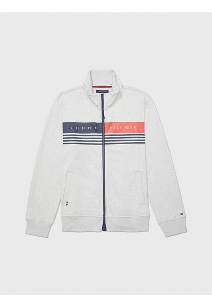 Sudadera Con Cremallera Y Bandera Gris Tommy Hilfiger