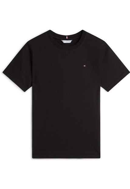 Camiseta Negra De Corte Regular Con Logo Tommy Hilfiger
