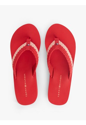 Sandalias Rojo Con Cuña Y Tiras Trenzadas Tommy Hilfiger