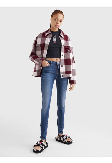 Jeans Nora Ceñidos De Talle Medio Con Efecto Desteñido Mujer Azul Tommy Hilfiger