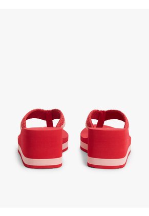 Sandalias Rojo Con Cuña Y Tiras Trenzadas Tommy Hilfiger