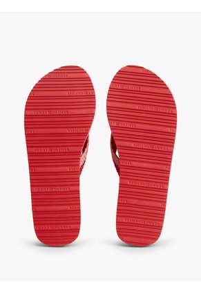 Sandalias Rojo Con Cuña Y Tiras Trenzadas Tommy Hilfiger